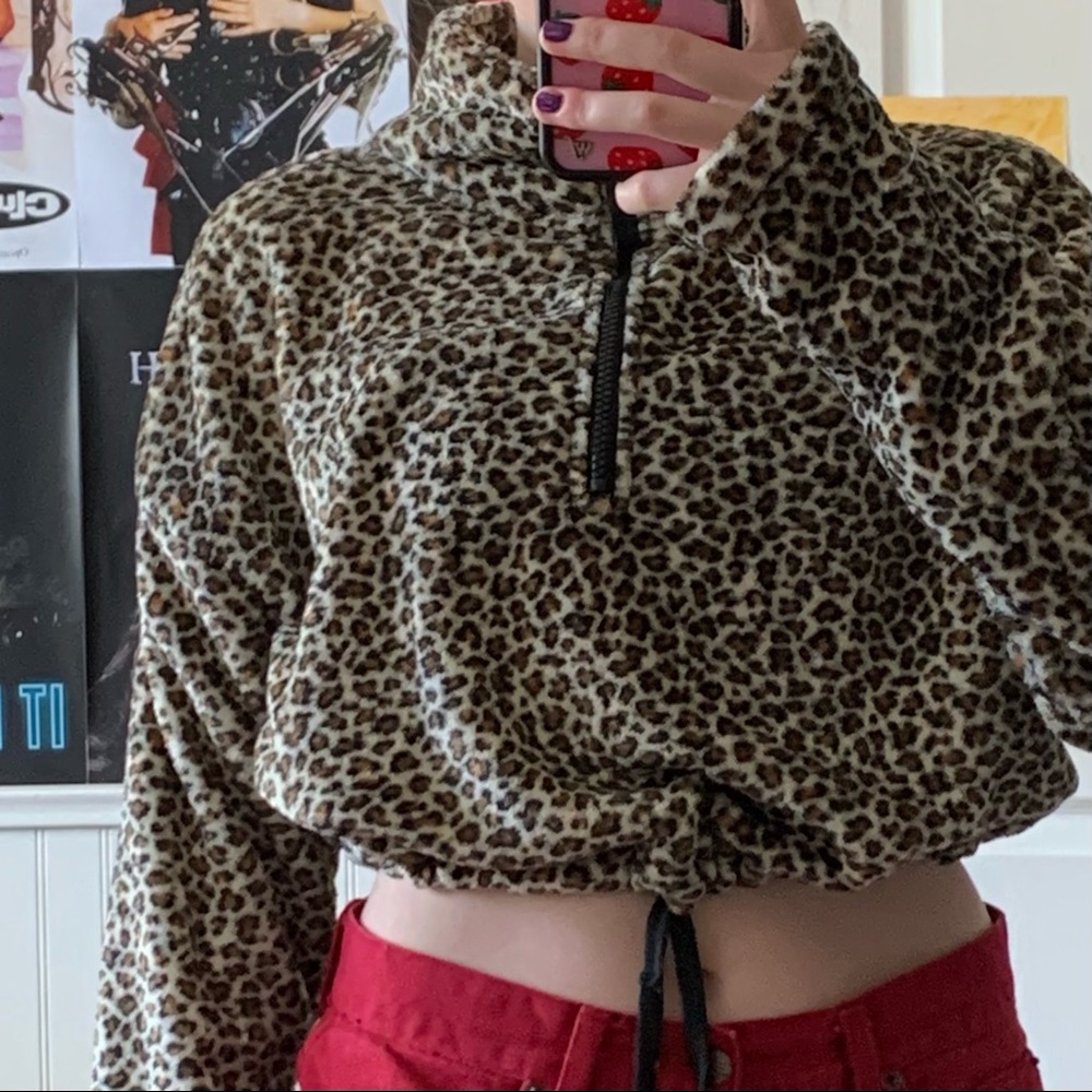 Urban Outfitters leopard half zip